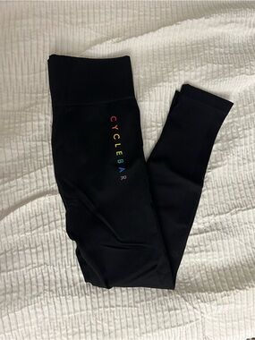 CycleBar Black Seamless Leggings with Rainbow Logo